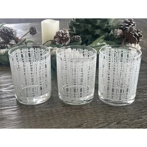 3 Vintage Mid Century Tastesetter Double Old Fashion Rocks Glasses White Texture